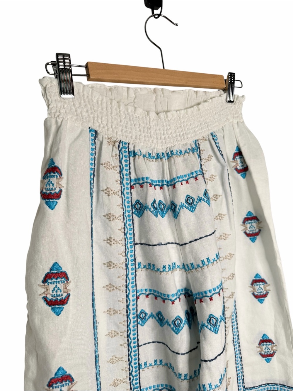 Johnny Was Embroidered Linen Elastic Waist Linen Wide Leg Pants Size Medium - Picture 5 of 7